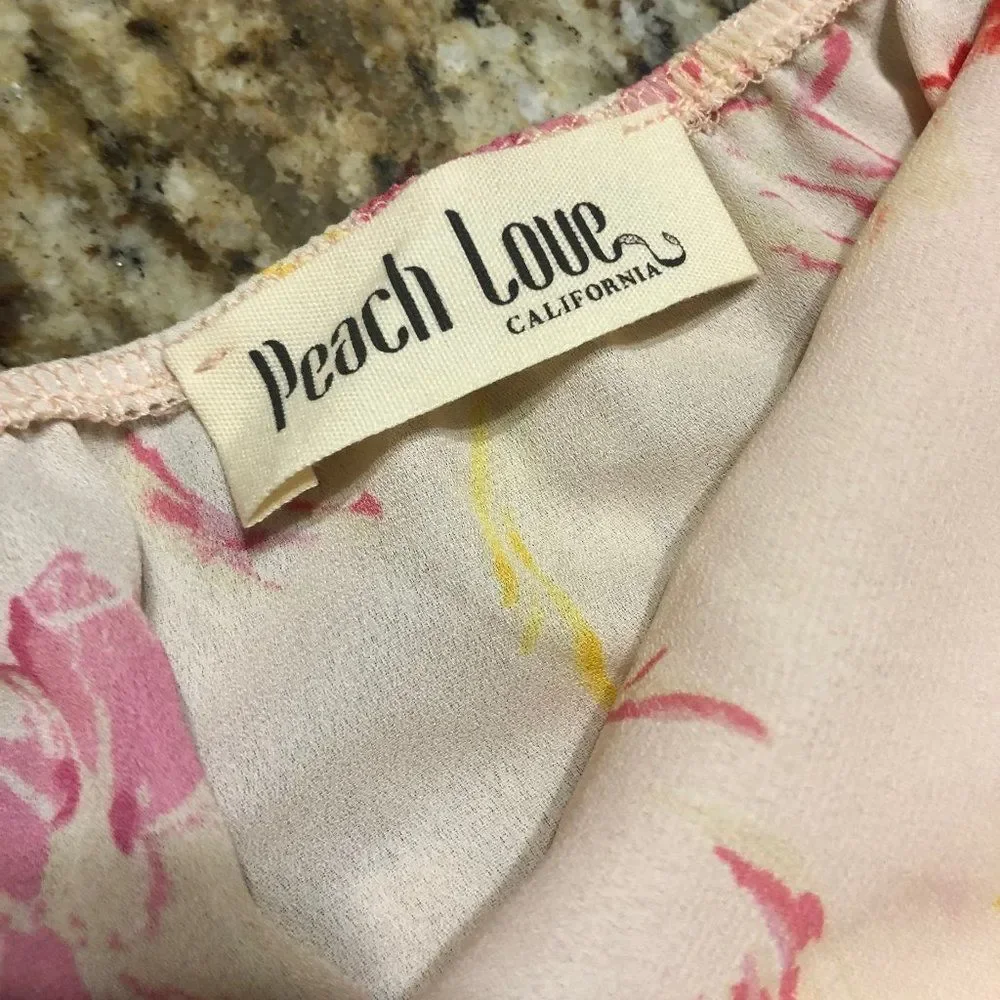 Peach Flower Printed Woven Romper    5121   Large   NWT Boutique
